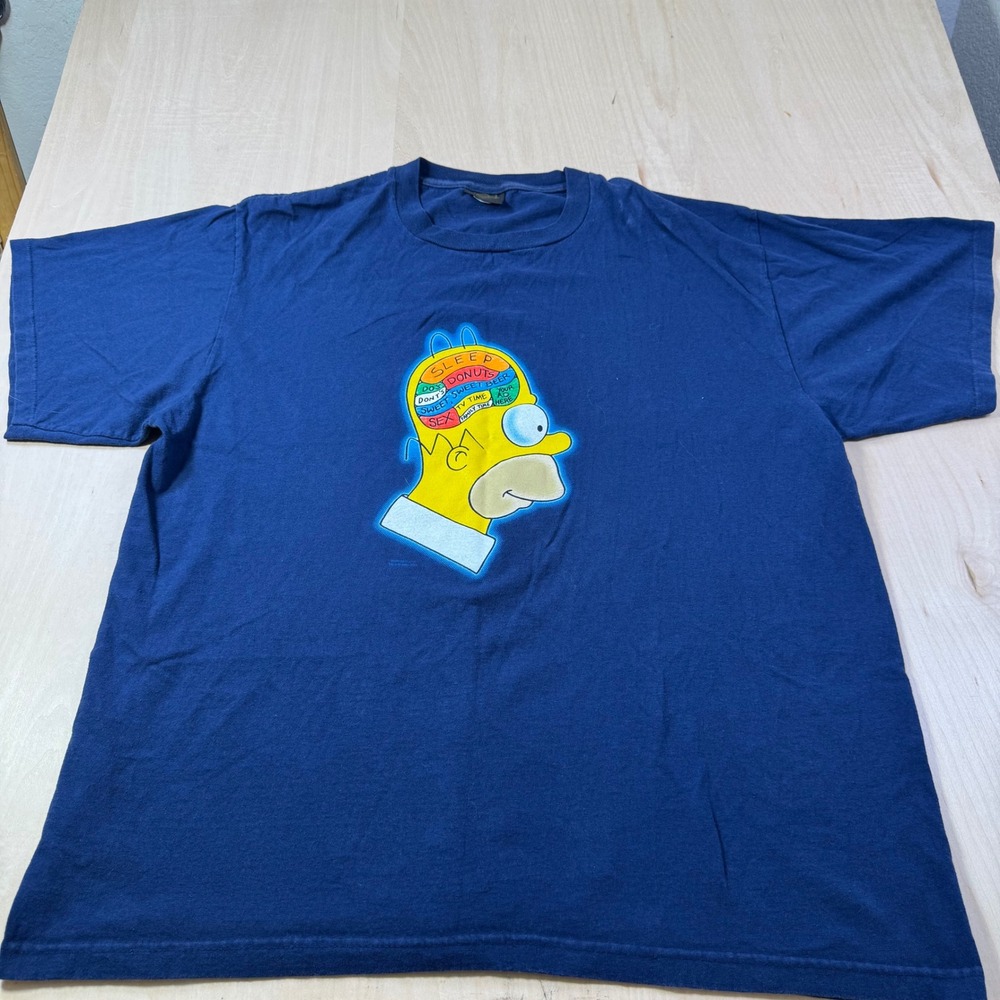 Vintage The Simpsons Homer Brain T-Shirt 2000 FOX‎ Mens XL Cartoon Tee